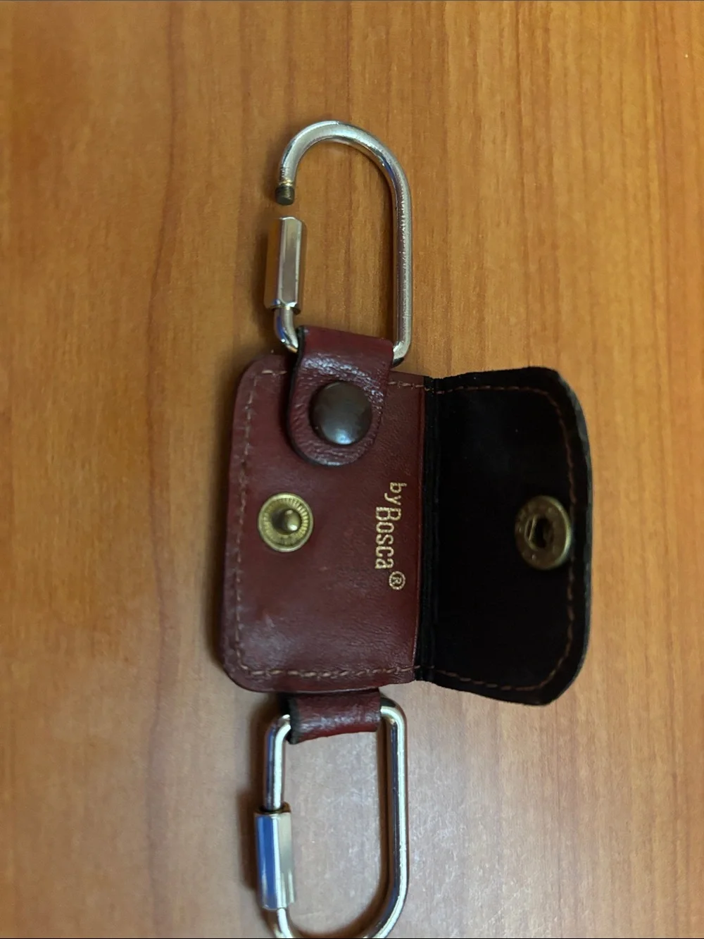 Bosca Brown Leather Key & Carabiner Holder